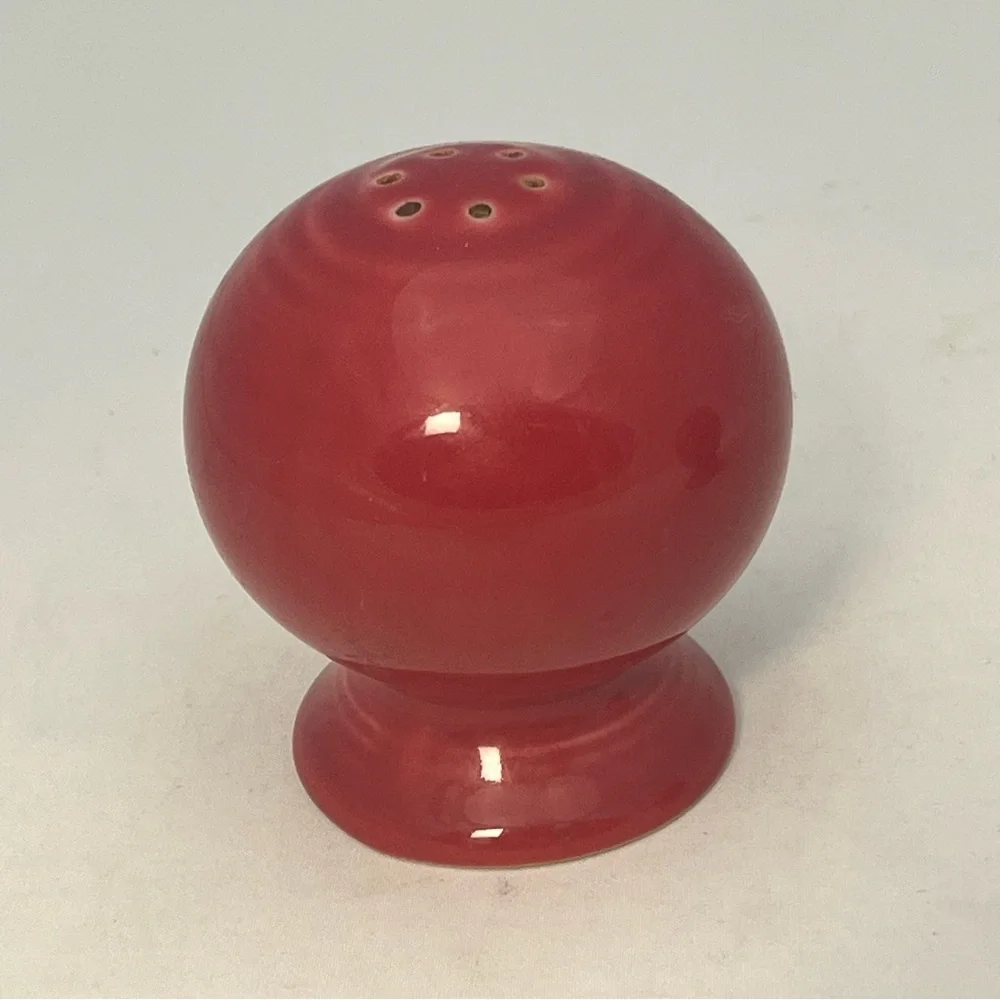 Vintage Fiestaware Small Red Ceramic Round Salt And Pepper Shakers